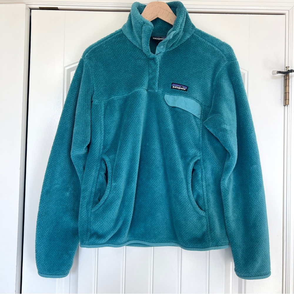 Patagonia Re-Tool Snap Fleece Pullover in Teal Women’s Medium